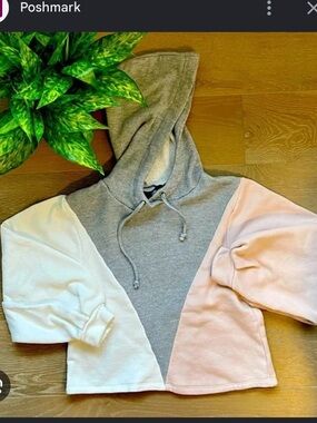 RACHEL Rachel Roy Gray White Pink Hoodie